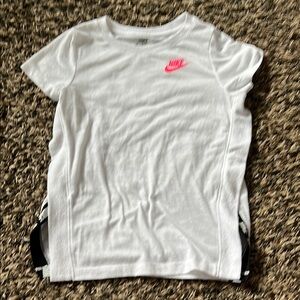 Nike Kids White T-Shirt with Pink Logo